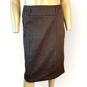 New York & Company Casual Pencil Skirt Women Size 8 Stretch Brown Back Zip Slit